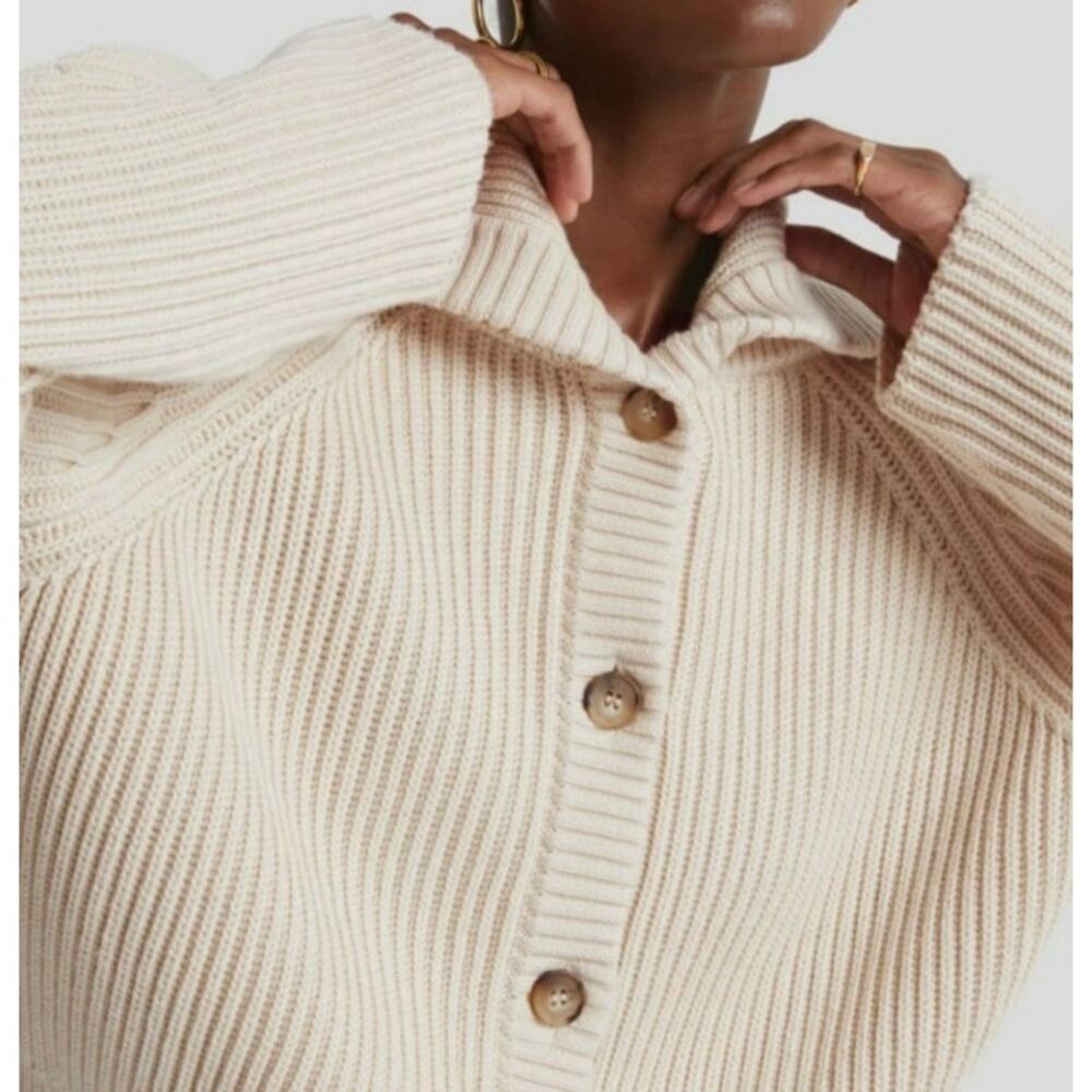 G Label Goop Bella Button Bomber Cotton Cashmere Cropped Knit Sweater XS